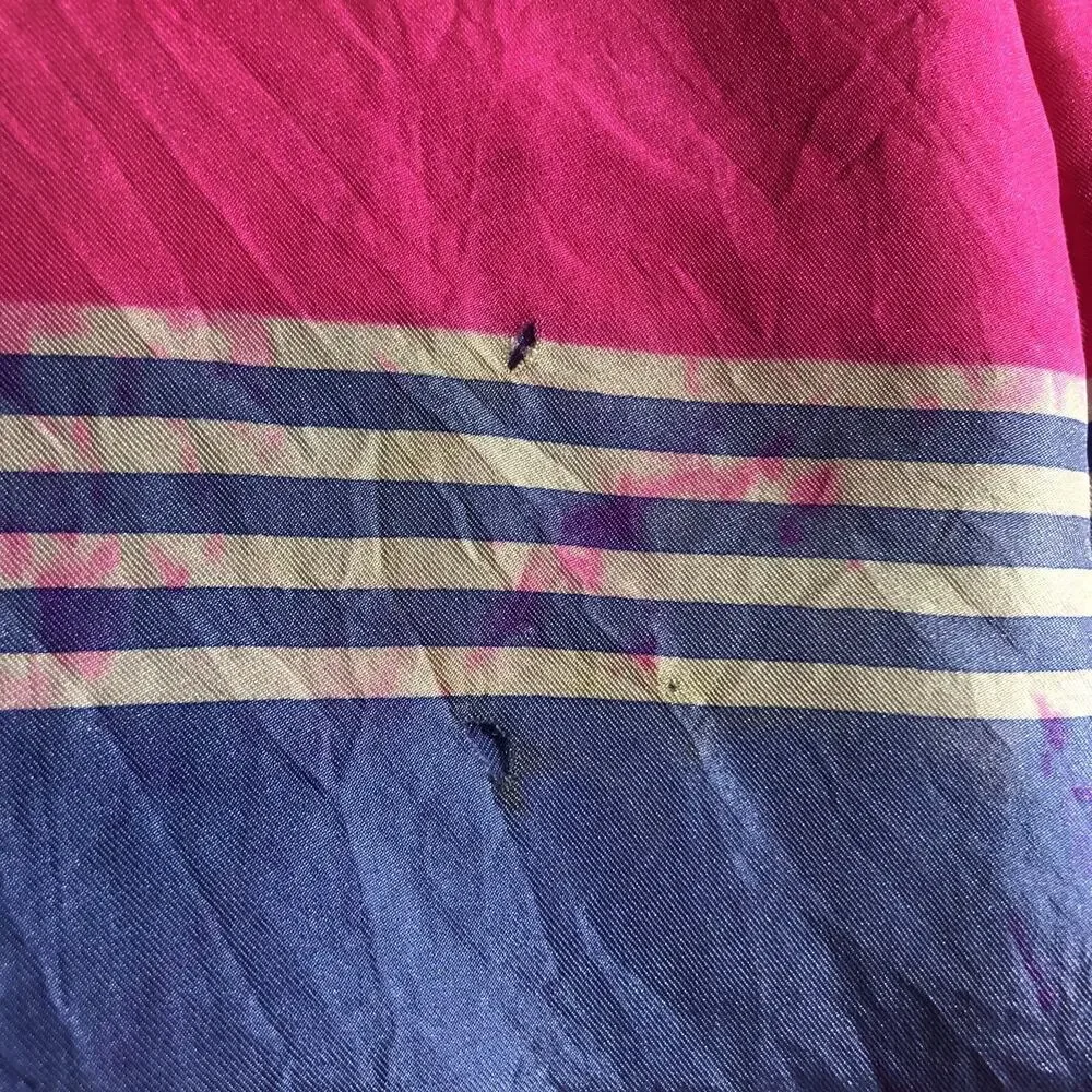 Echo Pure Silk Hot Pink Blue and White Striped Scarf 25in Square